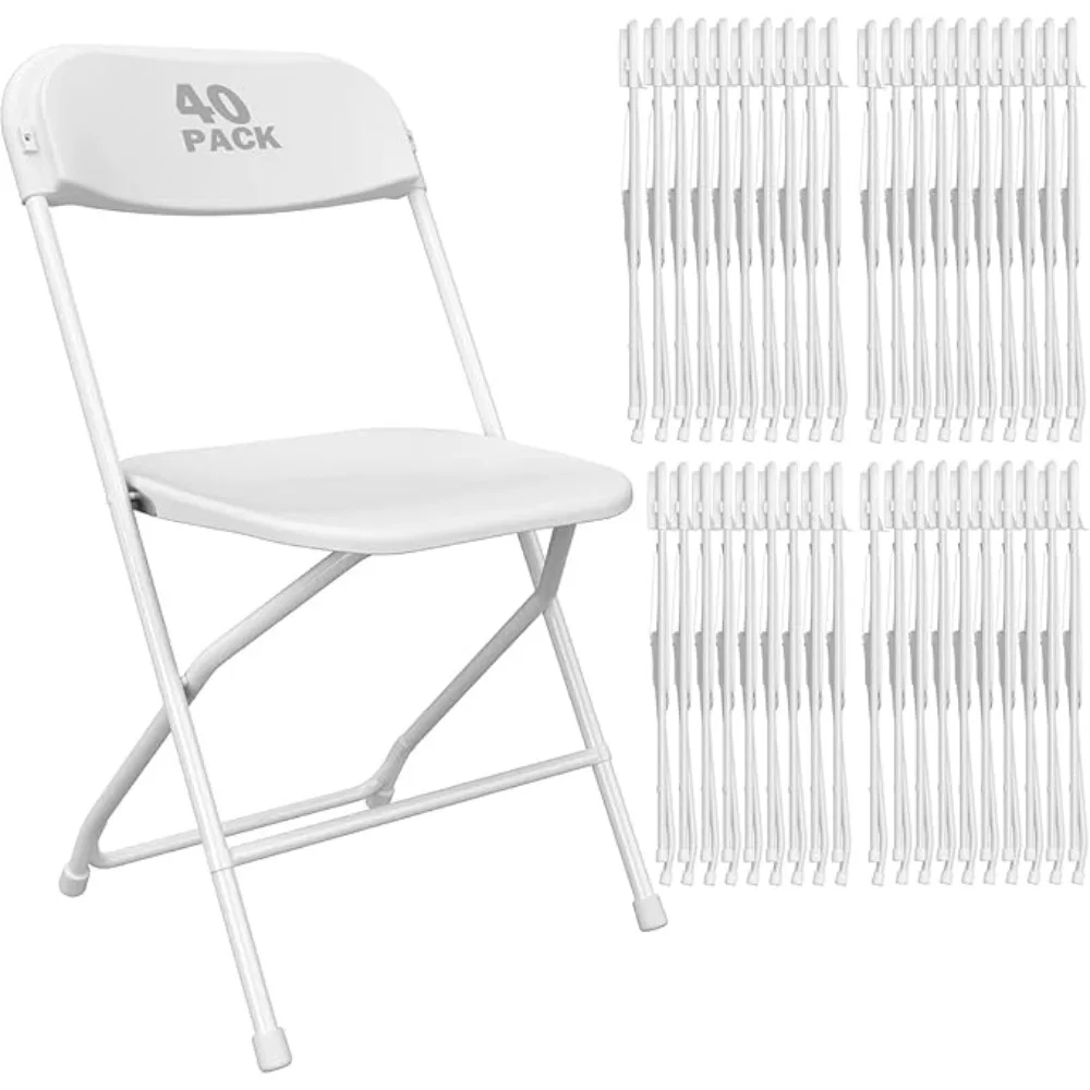 

40 Pack Plastic Folding Chair for Indoor Outdoor Commercial, 350 lb Capacity Plastic Folding Chairs with Steel Frame for Office