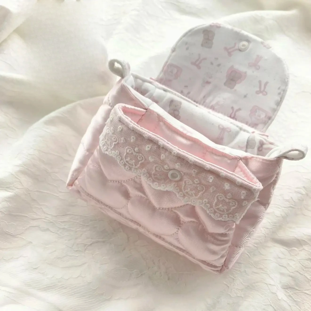 Cute Little Bear Soft Coin Wallet Ins Style High-Value Three-Layer Storage Bag Decorative Bag Earphones Bag Key Pouch for Woman