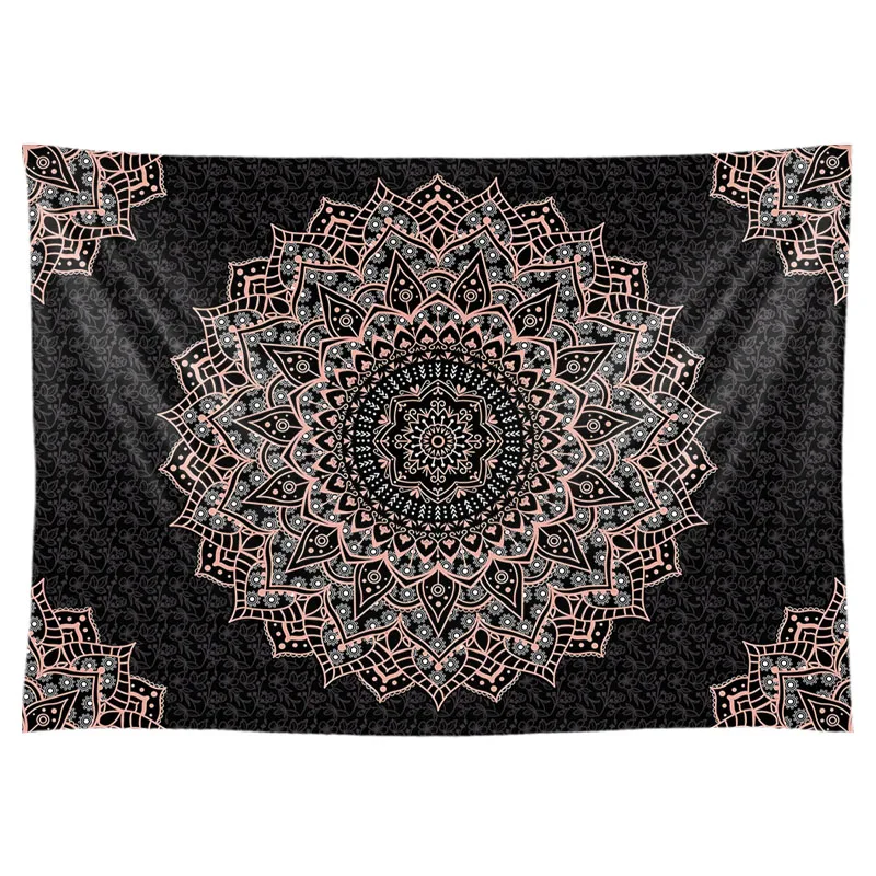 Schwarzer Mandala-Wandteppich – Wandbehang im Bohemian-Stil für Heimdekoration und Innenhintergründe WANDTEPPICHE – Detail 2