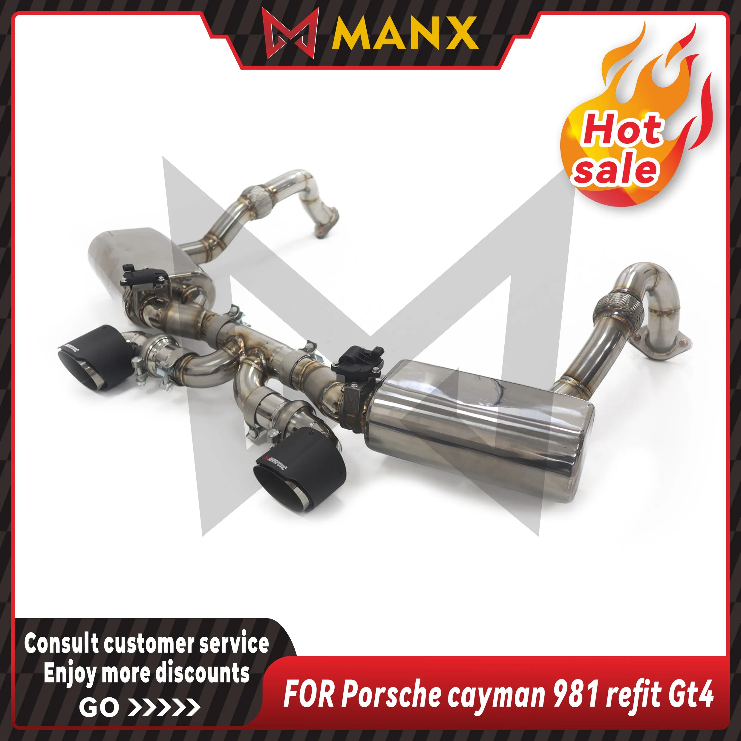 Stainless steel Catback Performance Auto Exhaust pipe for Porsche cayman 981 refit GT4 Muffler with remote control valve