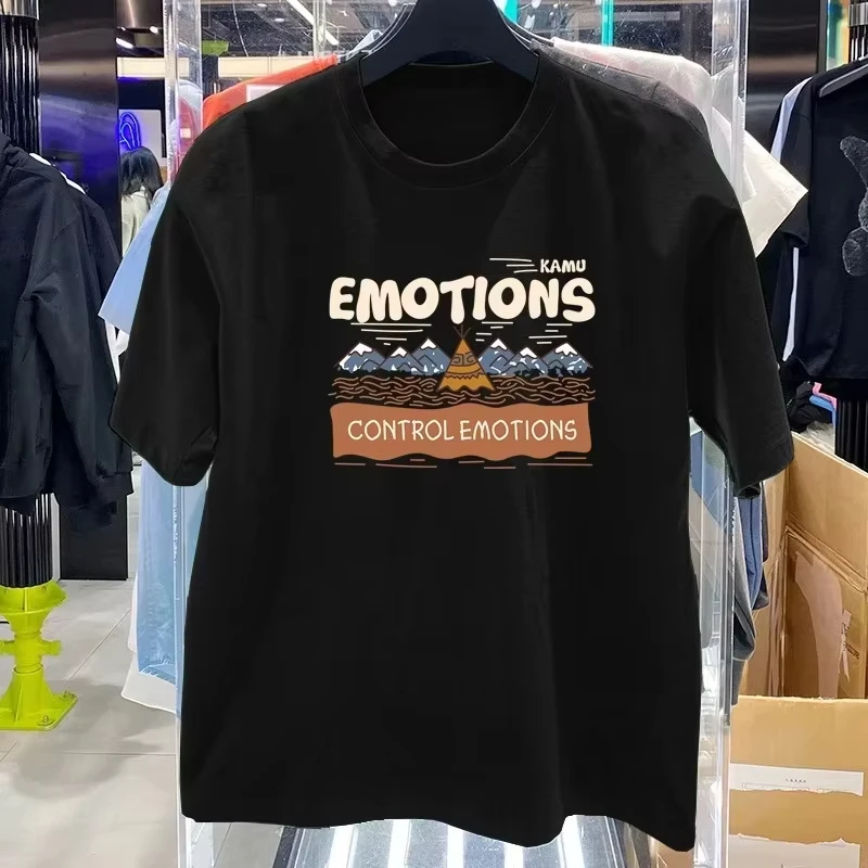 

2025 Summer new retro trend pattern printed cotton T-shirt loose and casual short-sleeved men's and women's top