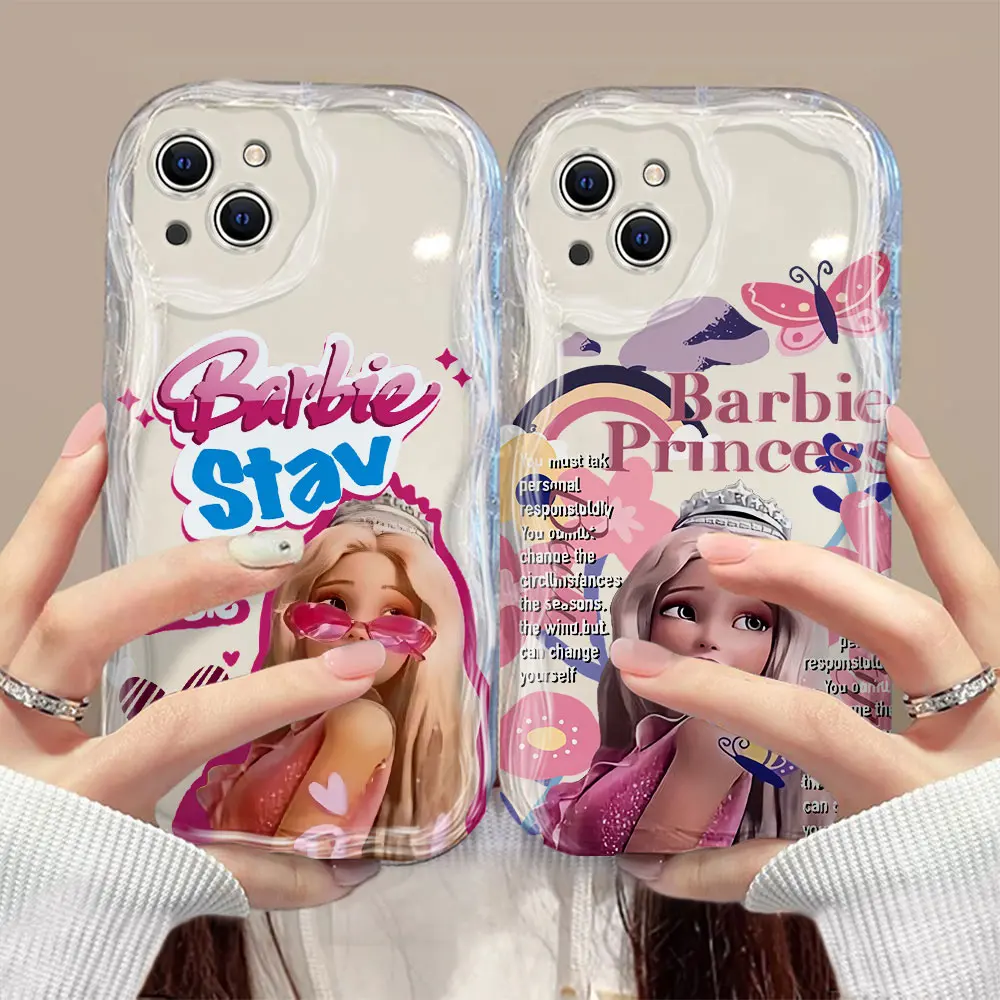 Toy B-Barbies doll 3D Wave Case For iPhone 15 14 13 12 11 Pro Max Mini X XR XSMAX 8 7 6S Plus Soft Silicone Cover