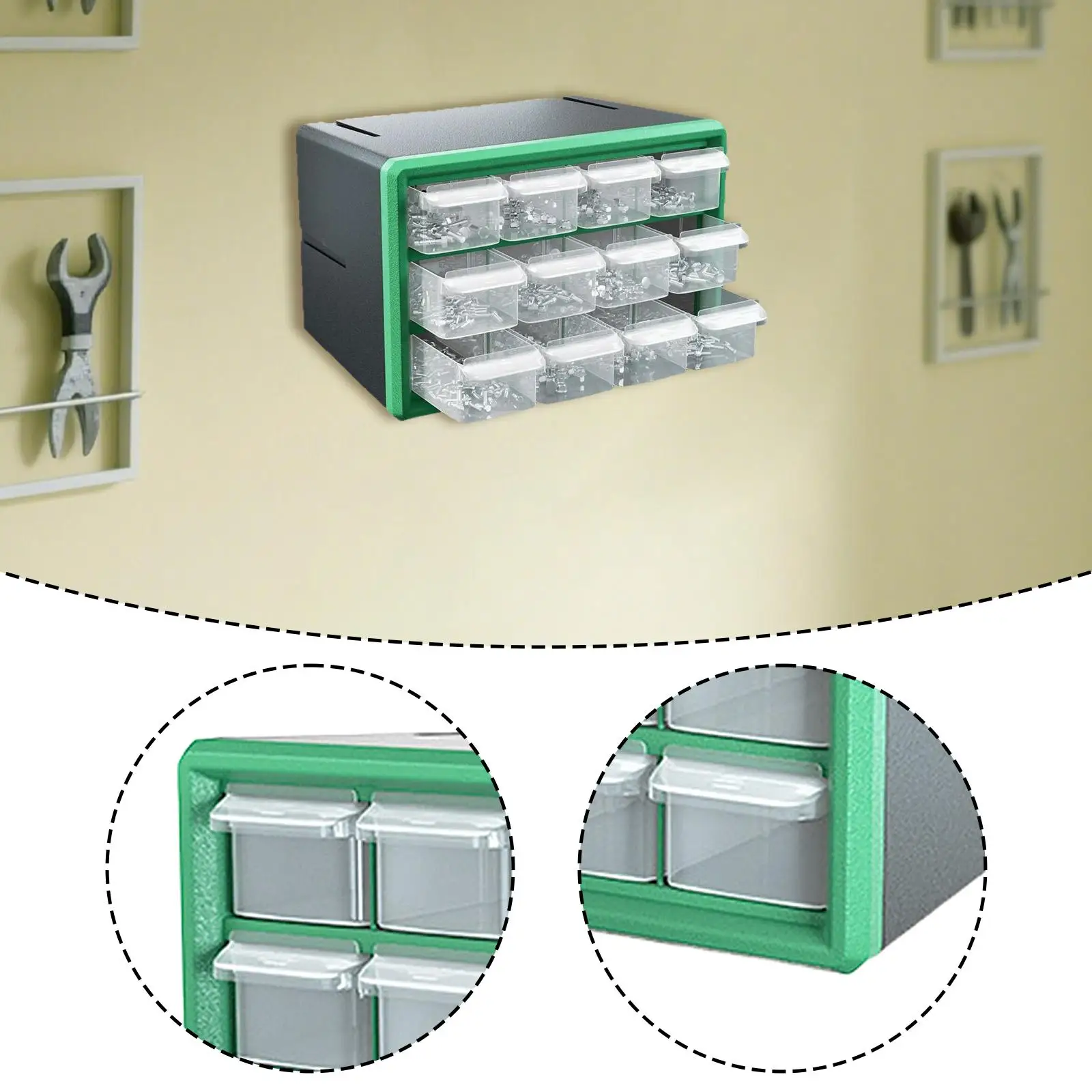 

Drawer Storage Cabinet Home Garage Tool Box 12 Drawers Tool Storage Box for Garage Organization Bead Organizer for Beads Crafts