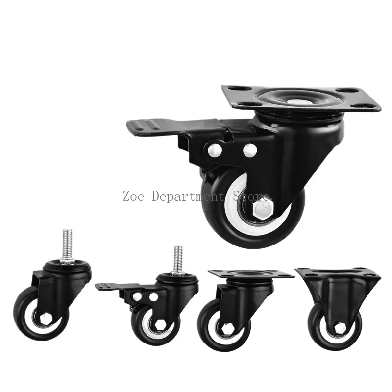 

4pcs 50mm Heavy-Duty Black Swivel Castor Wheels 180kg Capacity 2-Inch Rubber for Furniture Trolley Home Office Caster