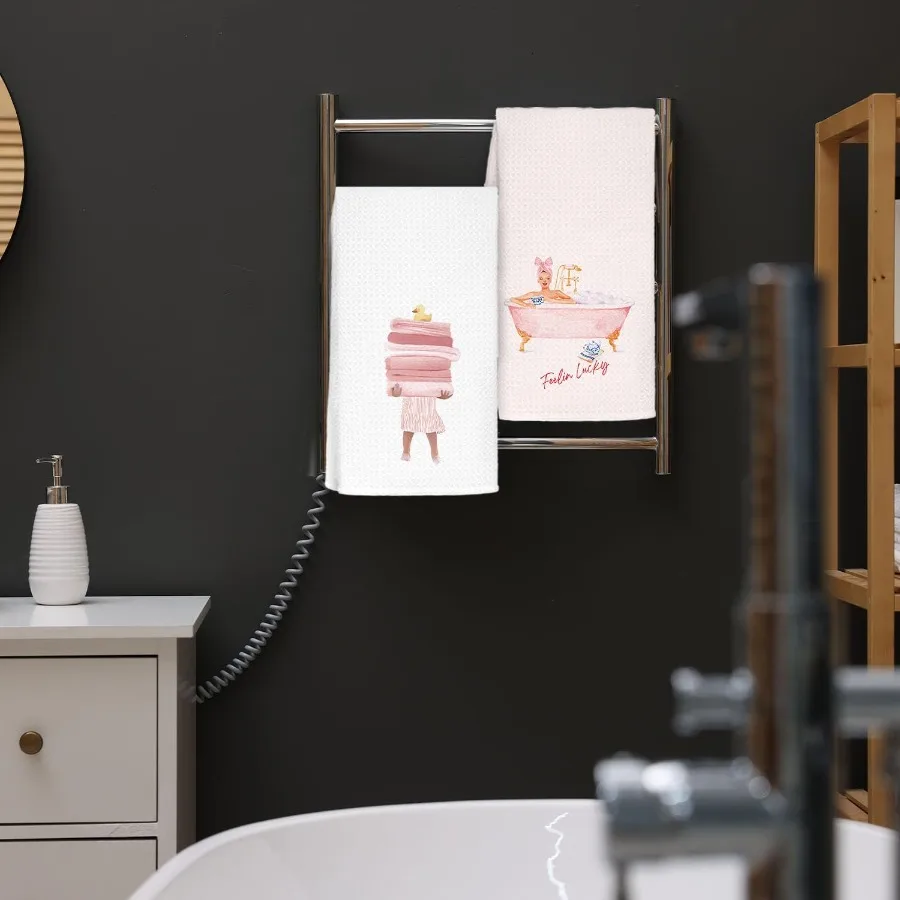 مناشف اليد الوردية اللطيفة للحمام مجموعة من 2 Preppy الوردي الفاتح لطيف منشفة أطباق اليد 16x24 Ih للمطبخ اكسسوارات الحمام Gi