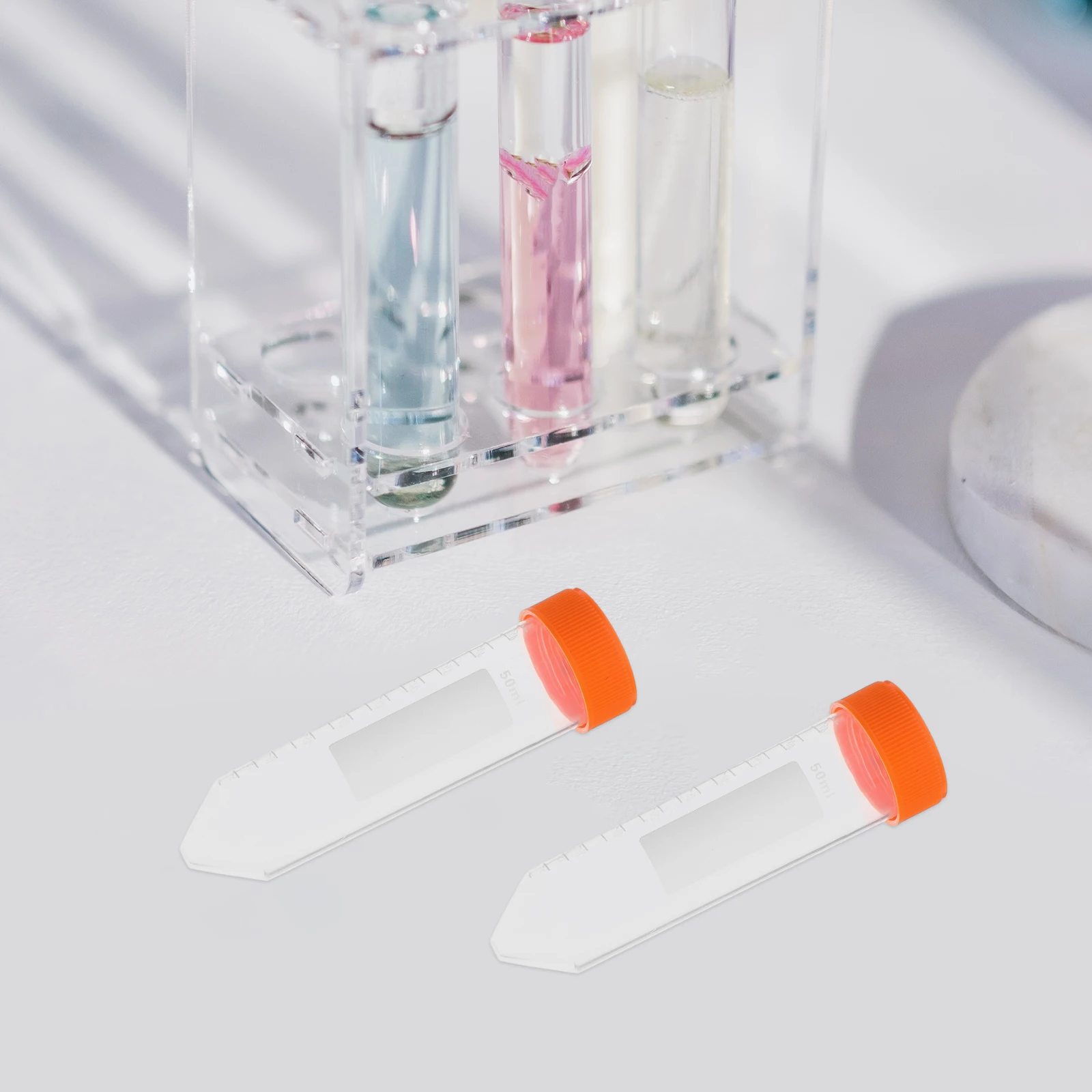

50pcs Tubes Lab Test Vials High Quality Plastic Transparency Scale Design Storage Screw Cap Teaching Science