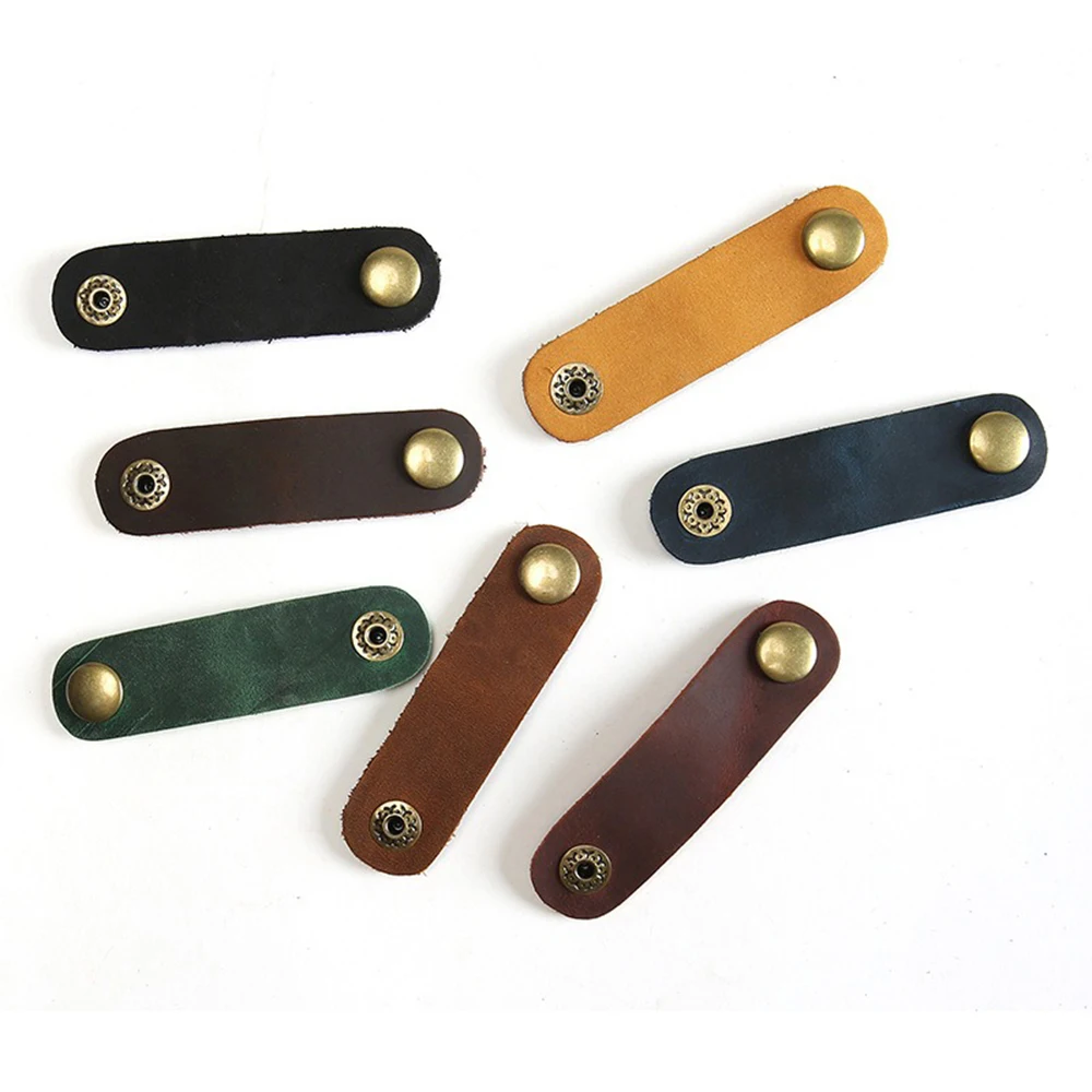 1/2pcs Genuine Leather Hub Headphone Cable Buckle Storage Buckle Winder Suitable For Desktop Organization Charging Cable Storage
