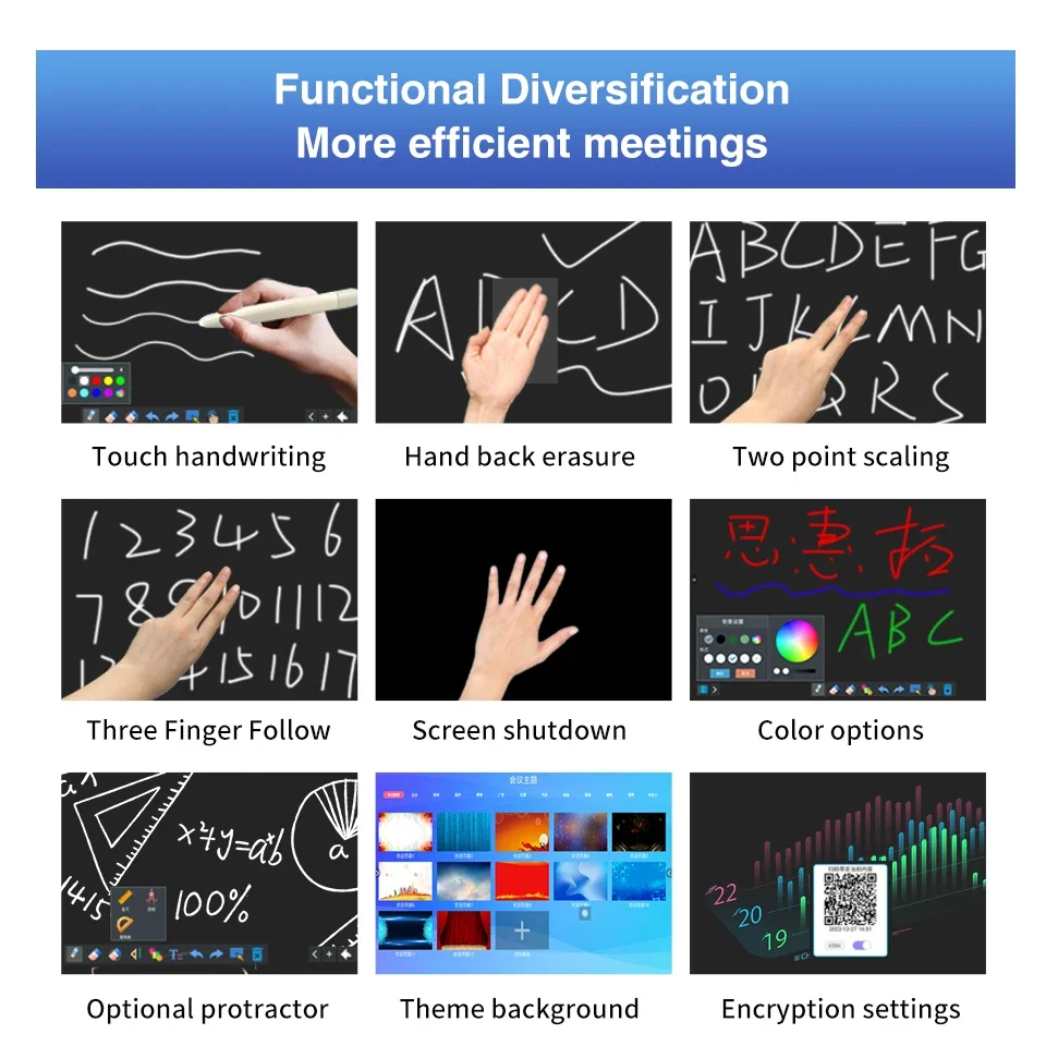 100/85/75/65Inch 4K Resolution Interactive Board All-In-One LCD Touch Screen  Smart Whiteboard for Enhanced Collaboration