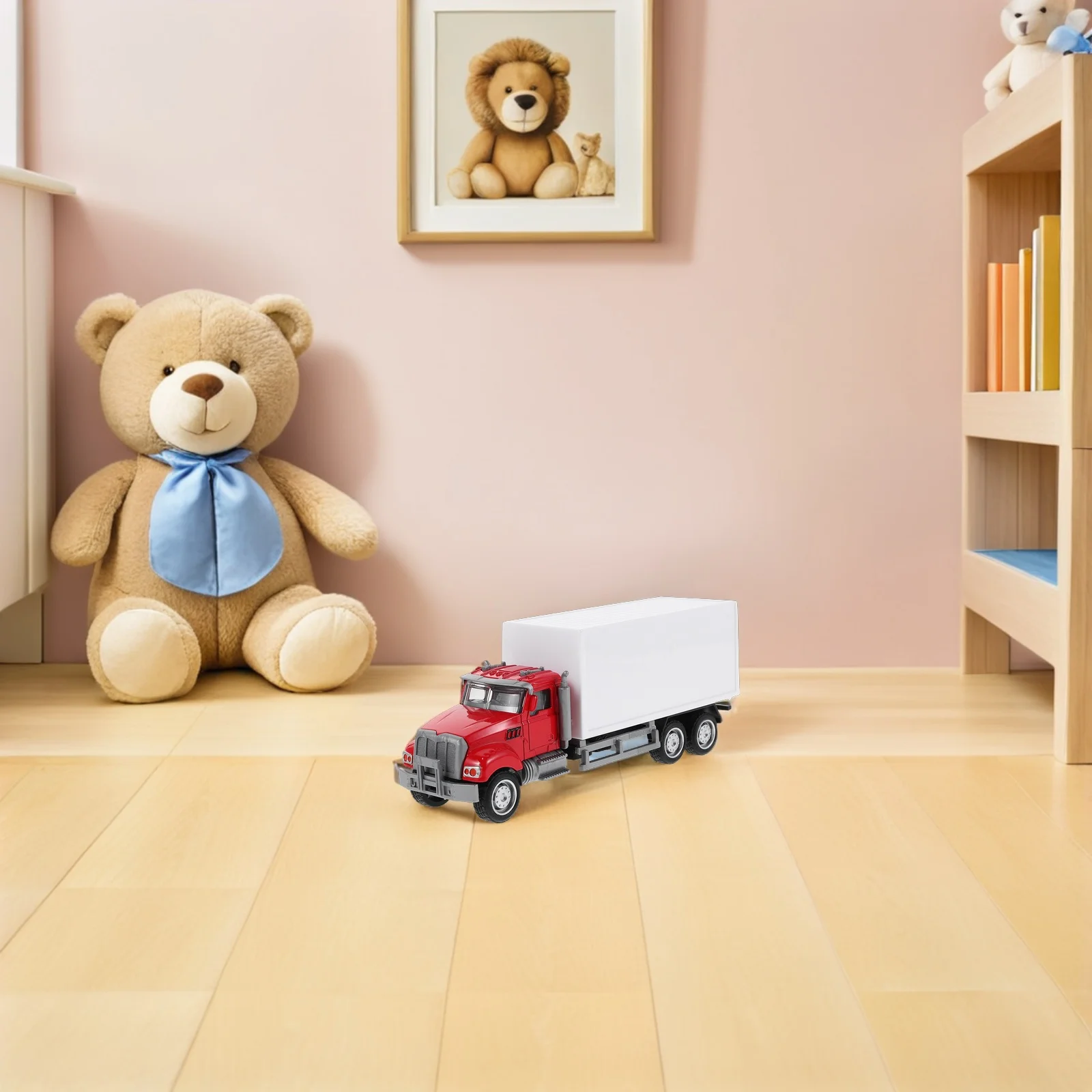 

Diecast Semi Truck Alloy 15.5cm Realistic Transport Carrier Vehicle Friction Powered Construction Trailer Play for Kids