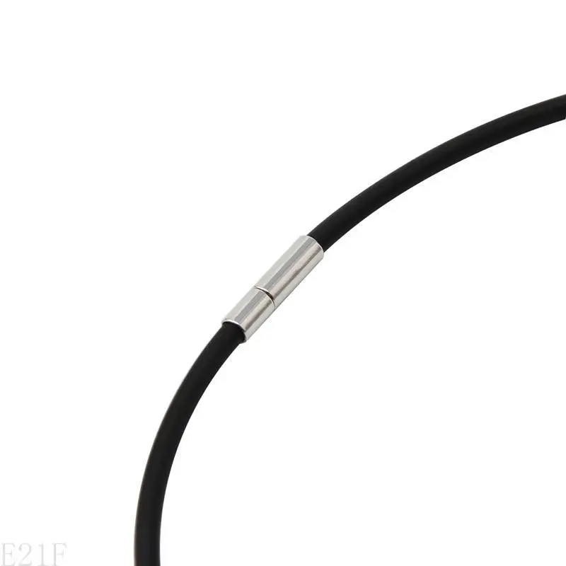 

E21F 16 Inch 3mm Rubber Cord Necklace with Stainless Steel Closure Jewelry