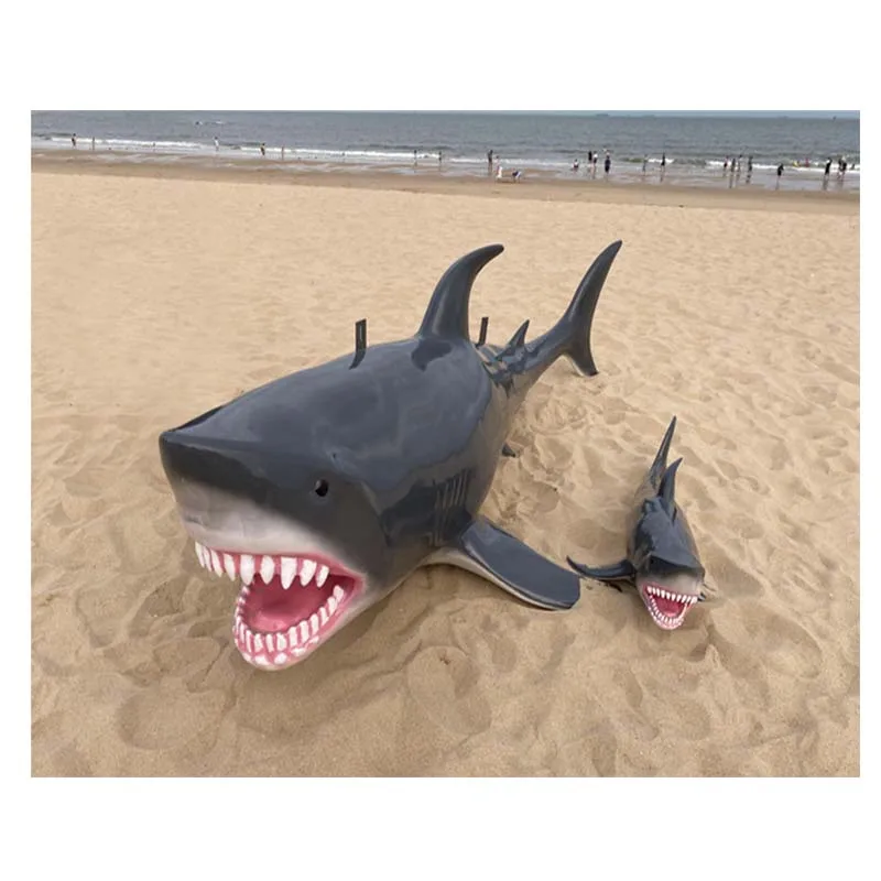 

#@Large Size Sea Beach Display Fiberglass Shark Sculpture Shop Mall Restaurant Wall Decoration