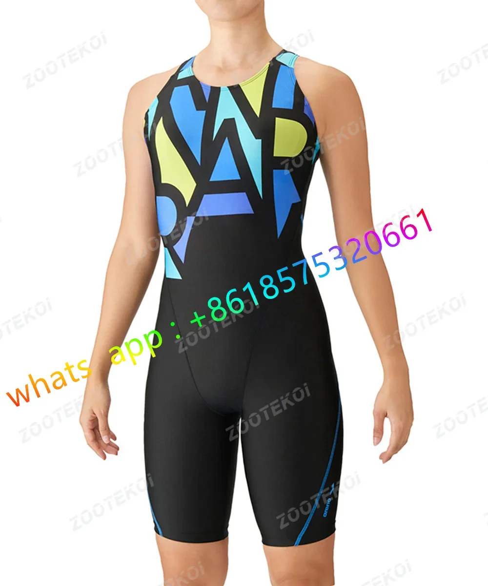 Women One Piece Swimwear Knee Length Swimsuit Bodysuit Swimming Pool Sports Professional Training Comfortable Swimwear 2023