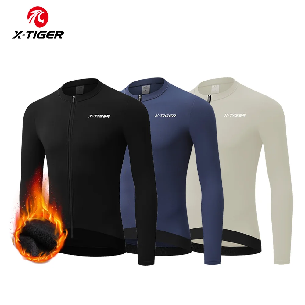 X-TIGER X-TIGER Fleece Cycling Jersey Men Thermal Cycling Top Long Sleeve Bike Shirt With 3 Pockets Anti Slip Hem For Road MTB Riding - Aliexpress Deal