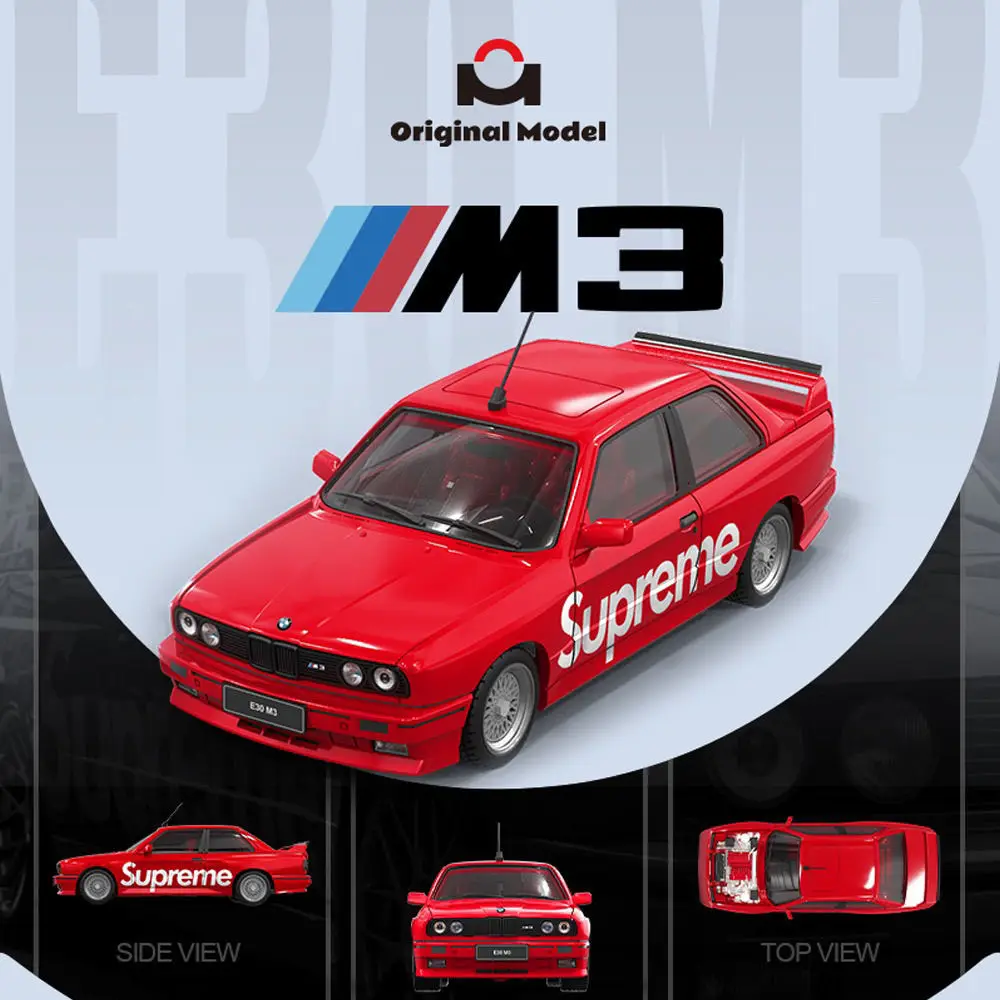 

Spot Original Model OM 1:64 BMW E30 Red Tide Brand Painting, Alloy Car Model