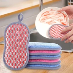 1PC Scrub Sponges Dishes Double-sided Magic Wipe Microfiber Non Stick Pot Cleaning Sponges Kitchen Tools Wash Pot Gadgets