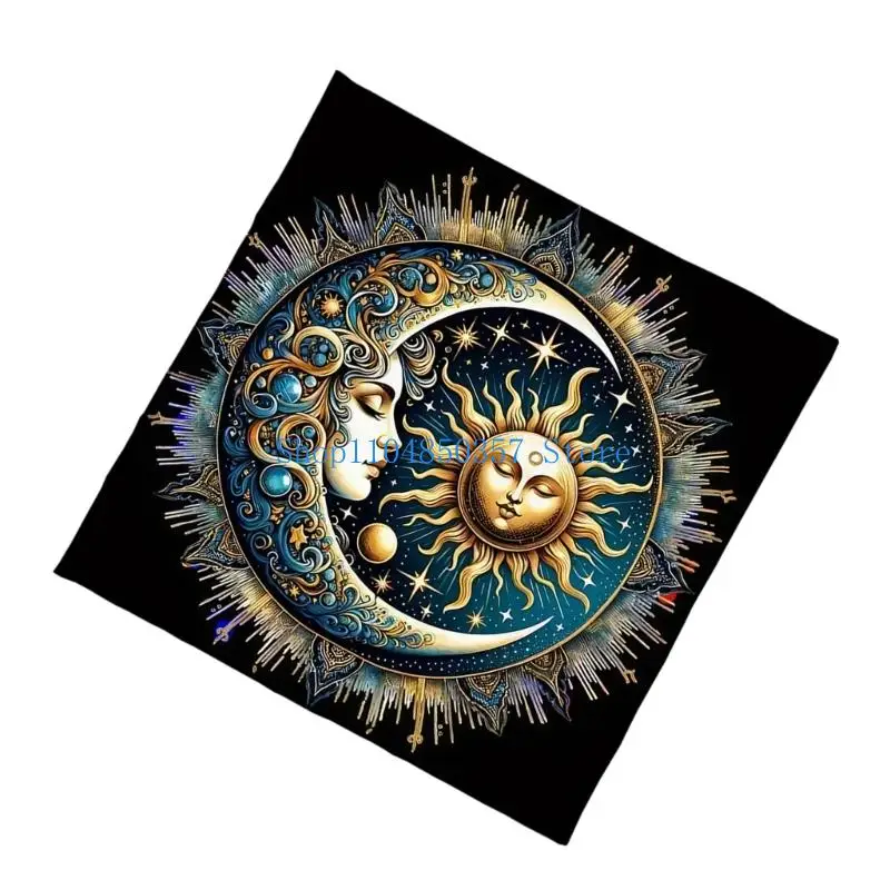 5asd الشمس القمر التارو مفرش المائدة علم التنجيم السحر سطح السفينة القماش الديكور