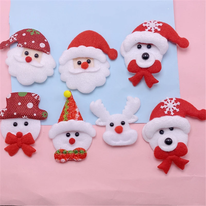 50pcs/lot new creative 9cm xmas santa claus charm connectors for diy ornament hair xmas tree decor jewelry accessories material