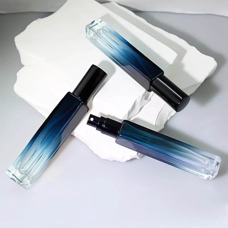 5/10 ミリリットル段階的なブルースクエアスプレーボトル香水サブポータブル化粧品サンプルボトルガラス空の卸売
