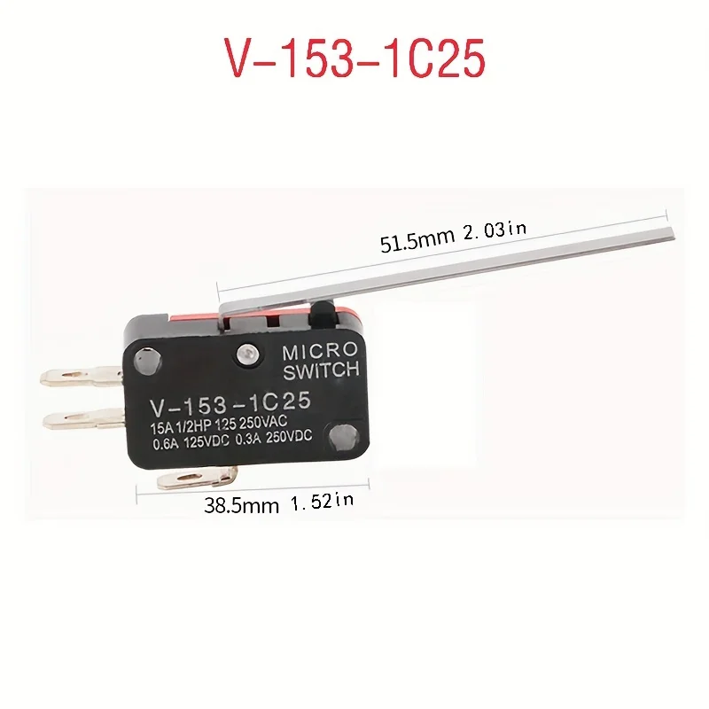 10/50PCS Micro Switch Travel Switch Limit Switch V-15 V-152 V-153 V-154 V-155 V-156-1c25 15A250V Momentary 1NO1NC