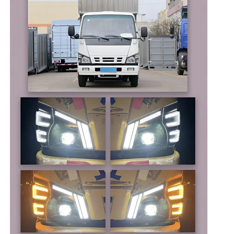 1 par de faros delanteros LED completos de nuevo diseño con lente y lámpara de señal de esquina aptos para camión ISUZU 600P ELF NPR NQR