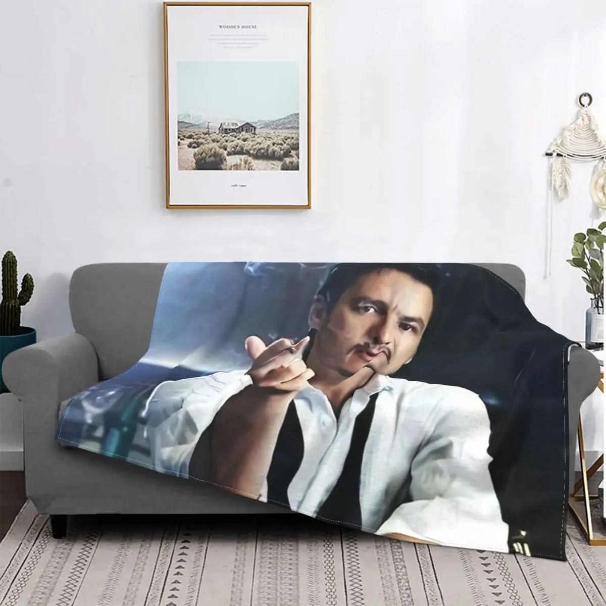 Meilleur Acteur De Groupe Blanket Fleece All Season Pedro Pascal Smoke Super Warm Throw Blankets For Sofa Outdoor Rug Piece