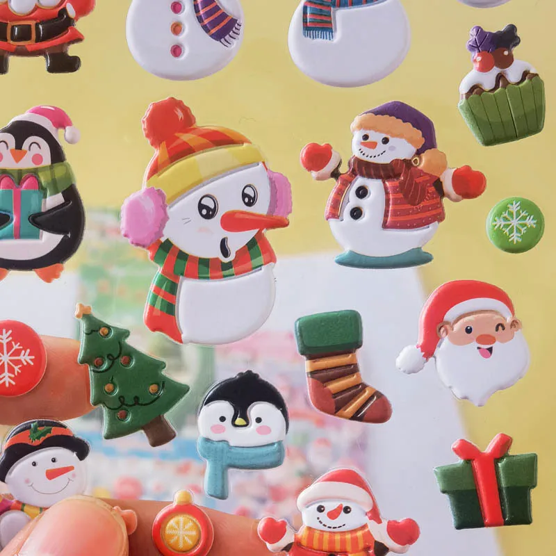 3D Christmas Puffy Stickers for Kids Cute Foam Xmas Stickers for Scrapbook DIY Phone Card Envelopes with Santa Snowman Tree