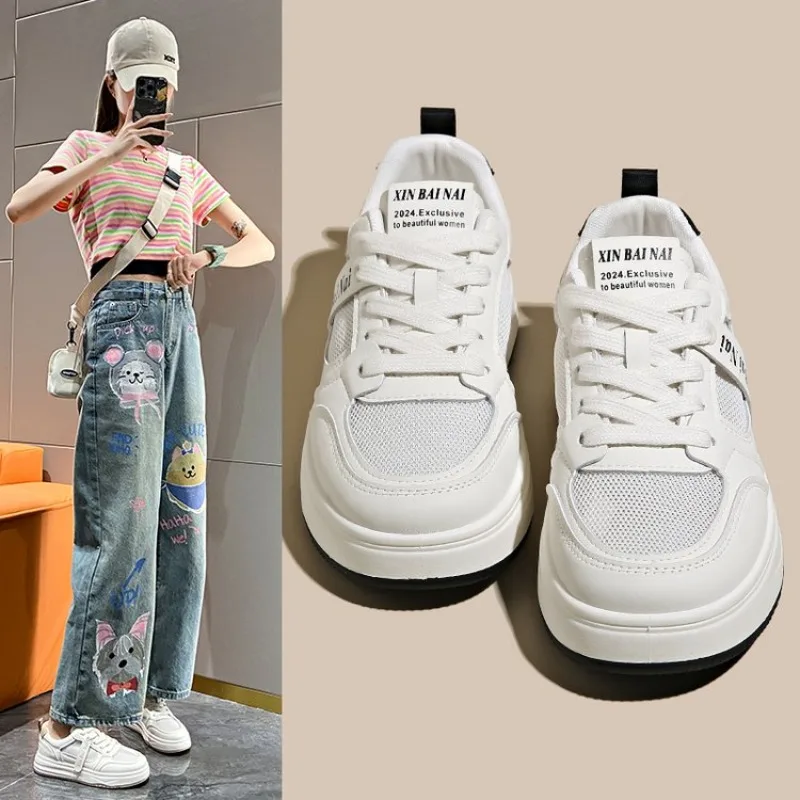 

Little White Shoes Women's Spring 2024 New Shoes Versatile Thick Sole Casual Shoes Women's Songcake Sports