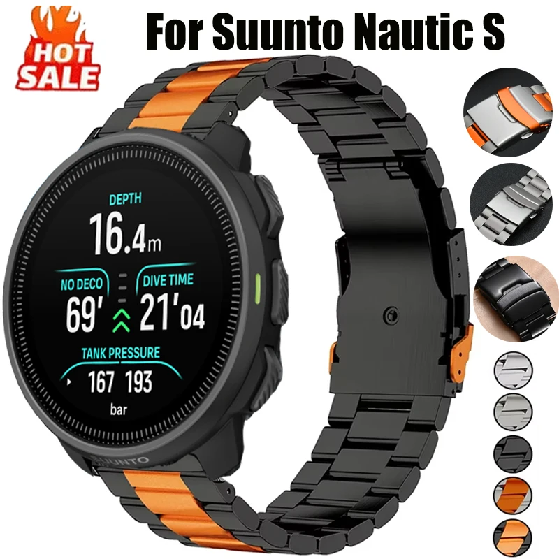 22 mm Edelstahlarmband für SUUNTO Nautic S Armband Metallband für Suunto Race 2/S/Vertical 2/Suunto 5 9 Peak Pro DLC/Ocean