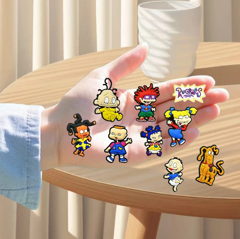 11PCS Hot New cartoon Mischievous little brat Shoes Charm various styles PVC Decoration Detachable Waterproof For Party Gifts