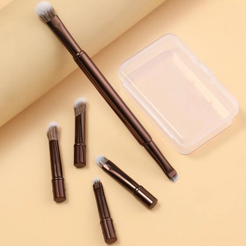 Juego de 6 brochas de maquillaje de viaje con estuche, portátiles, para polvo, base, rubor, corrector, herramientas de maquillaje