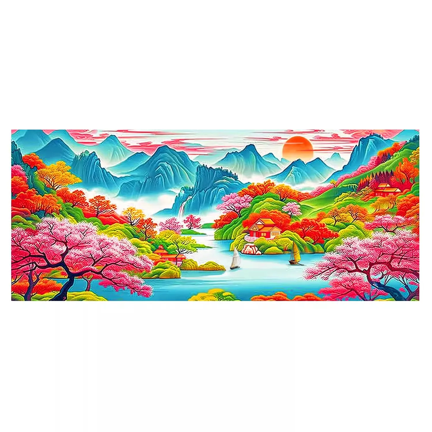 9ct 195x90cm Beautiful Scenery Embroidery DIY Chinese Style Printed Kits Cross Stitch Needlework Set Home Decor Crafts