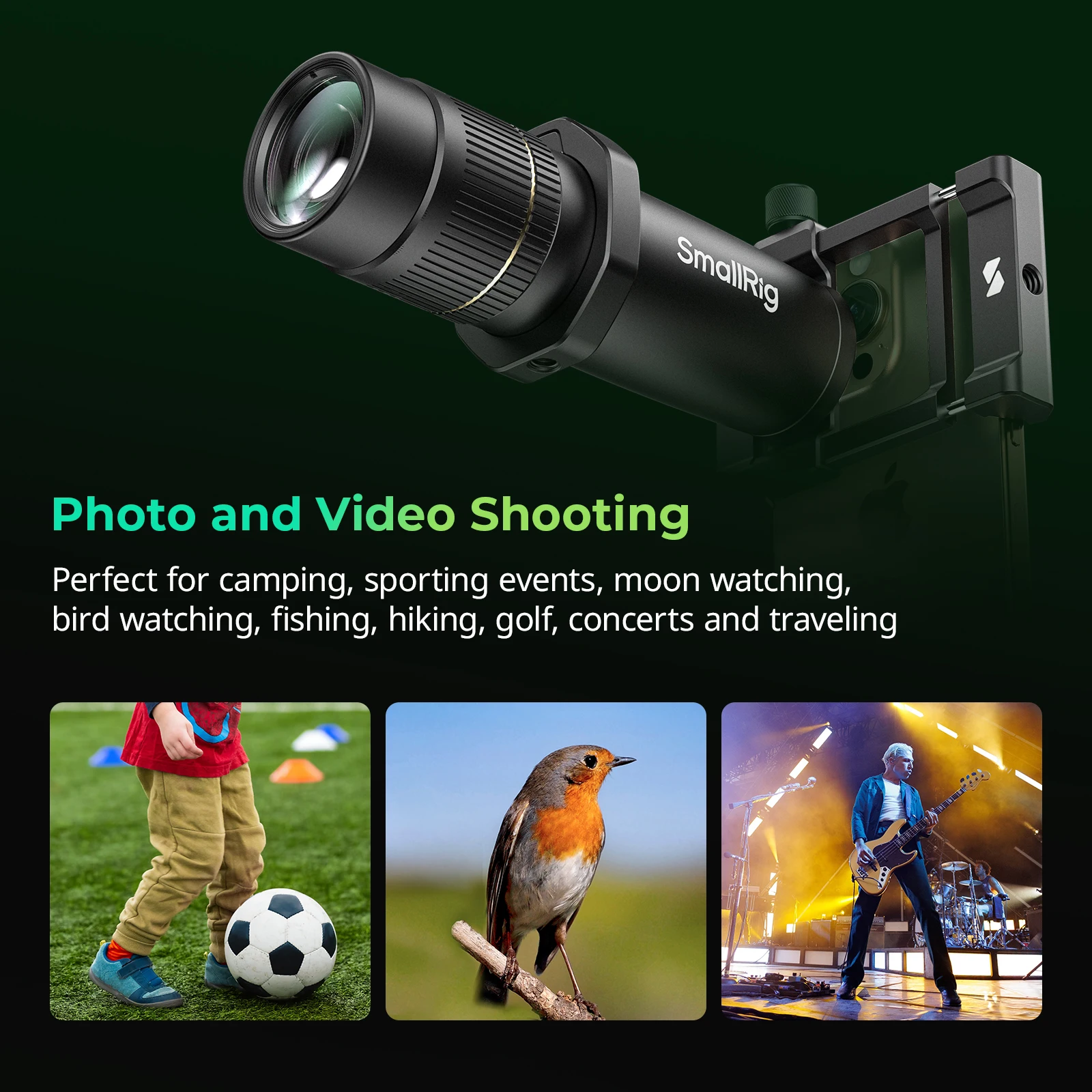 SmallRig Universal Mobile Phone 8x Telephoto Lens  for iPhone 16 Pro / Pro Max T-mount Telephoto Lens w Tripod Lens Clamp 4737