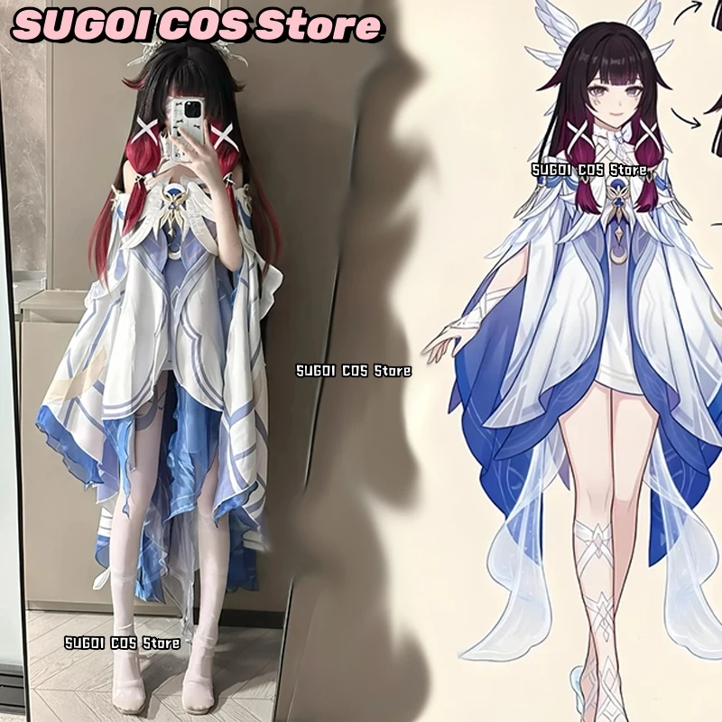 

Game Genshin Impact Columbina Cosplay Costume Moon Maiden Goddess Outfit Eleven Fatui Harbingers Halloween Party {SUGOI COS}