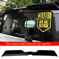 For Chery 2024 Icar 03 Car Sports Carbon fiber pattern Tail Wing Spoiler Decoration Wings Rear Exterior Parts Auto Accessories