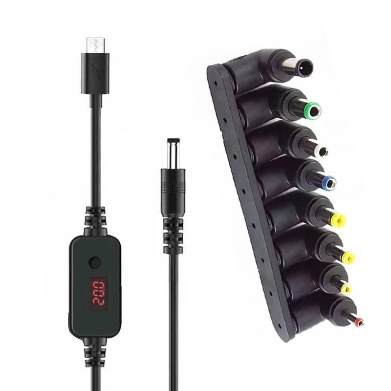 N3UC USB to DC5521 5.5x2.1mm Converter Cable 3.3ft Includes 8 Connectors Tips