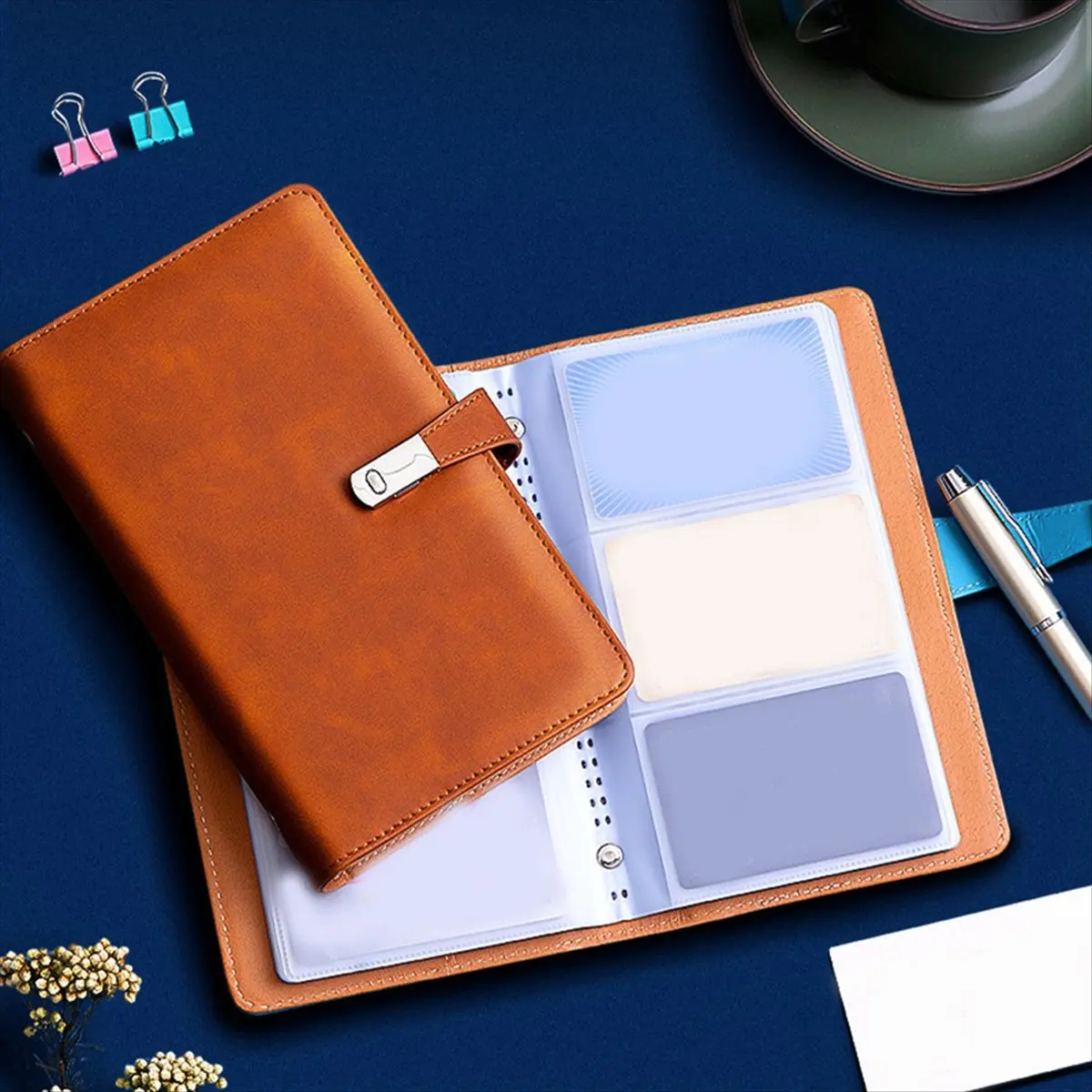 Latest ABBQ-Card Book Holder Organizer, Portable Business Card Holder Book for Men&Women, 120 Card Capacity Name Card Booklet Bl