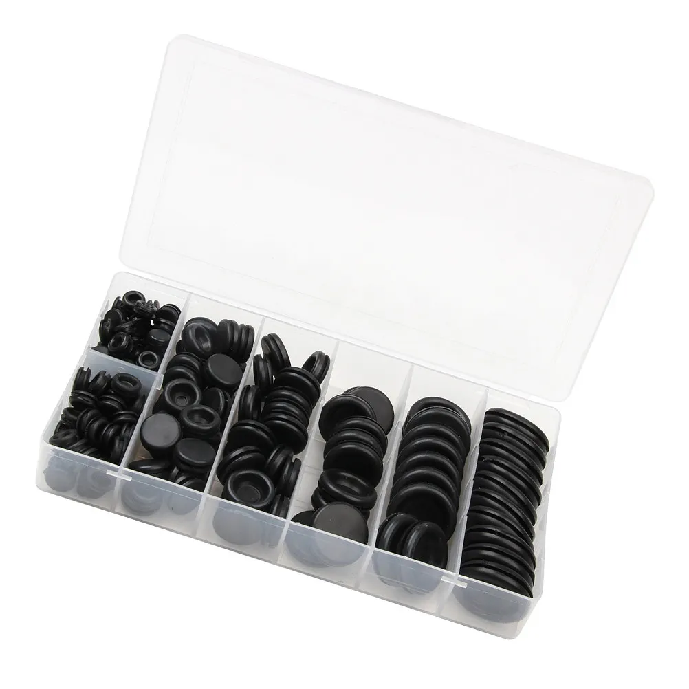 200Pcs Rubber Grommet Firewall Hole Plug Electrical Wire Gasket Wear Resistant Heat Resisting Assorted Sizes Storage Box