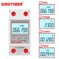 AC 230V 220V 80A Power Energy Meter Single Phase Din Rail Voltage Current Meter kWH Power Consumption LCD Digital Wattmeter