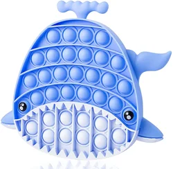 Blue Shark Boy Pop Fidget Toy whale Bubble Popper para niños, juguete sensorial para aliviar el estrés, pez fresco