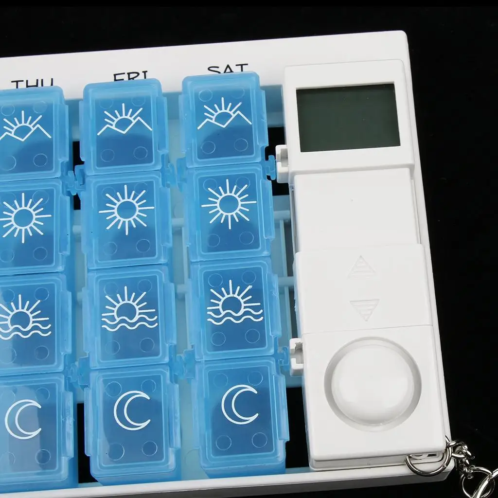 

Weekly Pill Planner Electric Reminder Box Medicine Container Portable Organizer for Vitamins Seniors