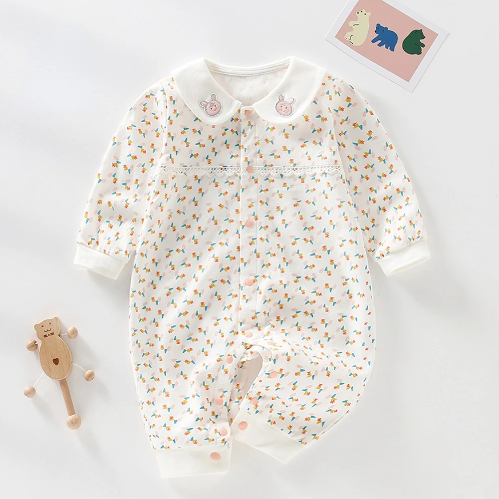 Autumn New Doll Collar Clothes Newborn Girls Go Out Cute Climbing Clothes Baby One-piece Rompers