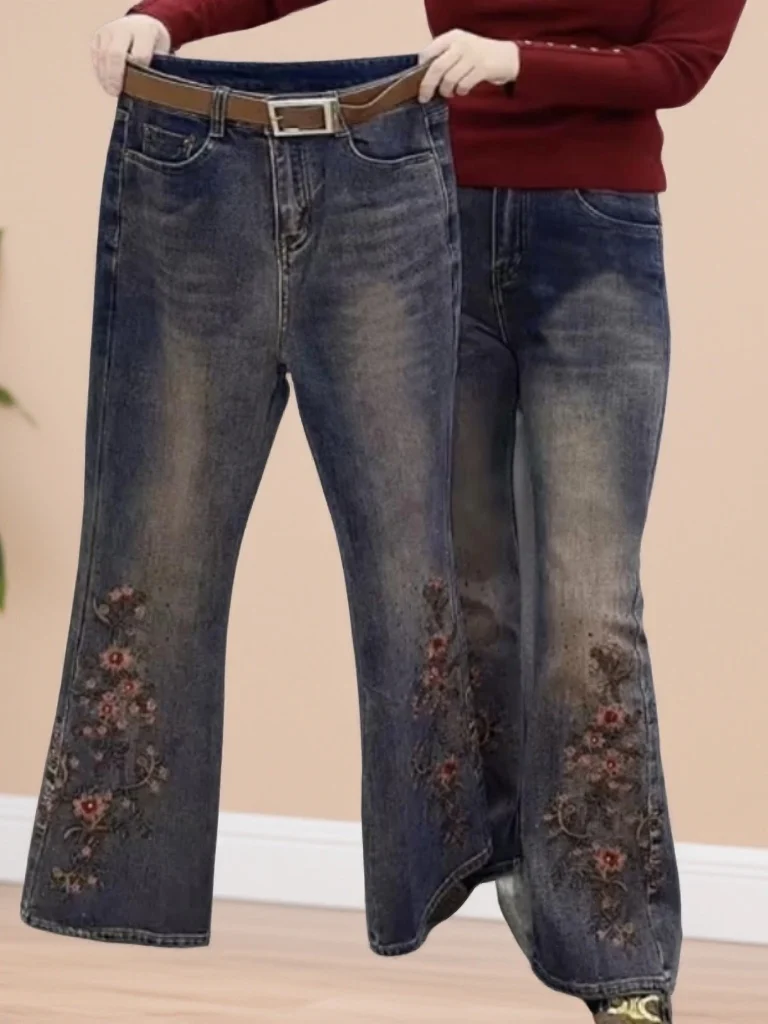 

Модные утягивающие джинсы с высокой талией и вышивкой со стразами, эластичные джинсовые джинсы, женские повседневные джинсы, Multi ket Pla...