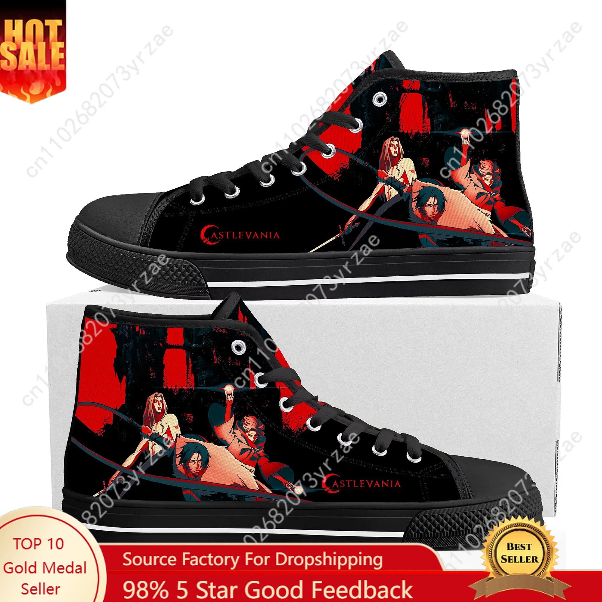 

Castlevania High Top Sneakers Mens Womens Teenager High Quality Fashion Trend Canvas Casual Couple Sneaker Custom Made Shoes