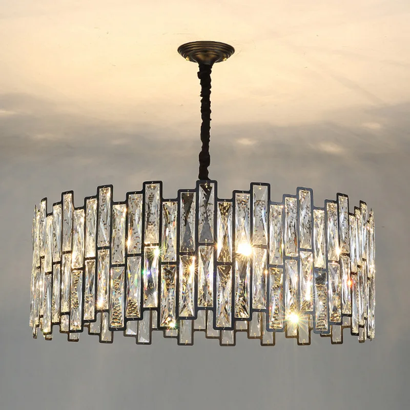 

ModernLight luxury Simple Round Crystal Small Black Chandelier For Living Room Dining Bar Single Head Home Indoor Lamp Fixtures