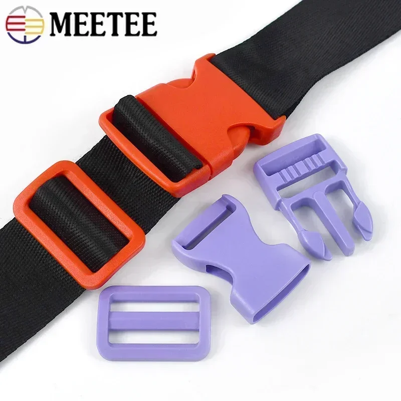 5/10Sets Meetee 25/32/38mm Plastic Side Release Buckle Tri Glide Slider Buckles Bag Strap Webbing Adjust Hook DIY Accessories