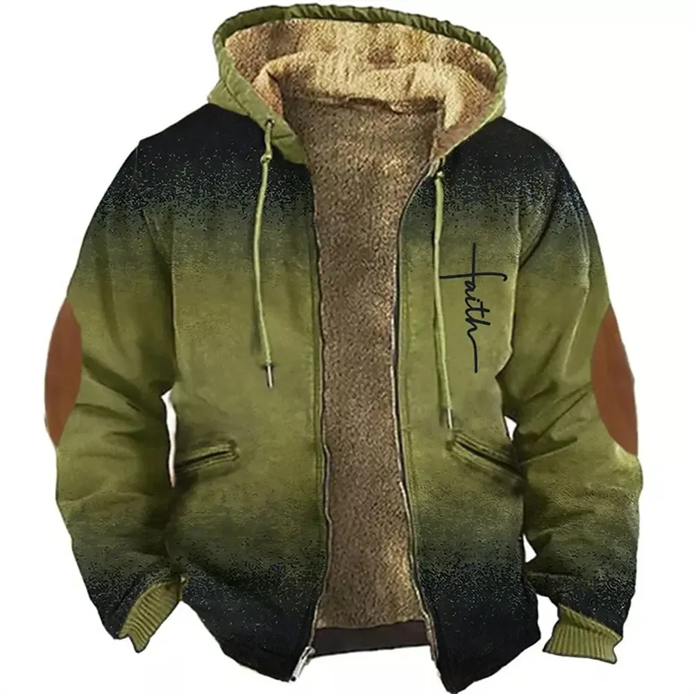 Veste à capuche décontractée pour hommes, sweats à capuche zippés, sweat-shirt à manches longues, imprimé rayures, vêtements d'hiver