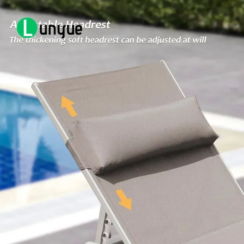 Modern Aluminum Lounger Set Outdoor Poolside Garden Beach Park Hotel Leisure Furniture Durable Weatherproof Comfortable