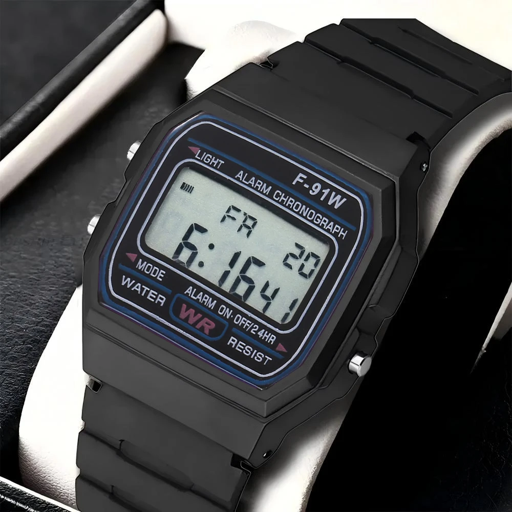 

Multifunctional Outdoor Sports Ultra-Thin Square Luminous Alarm Clock Timer F-91W Digital Watch for Teenagers, High School and Junior High School Students - Platform's Key Operating Product