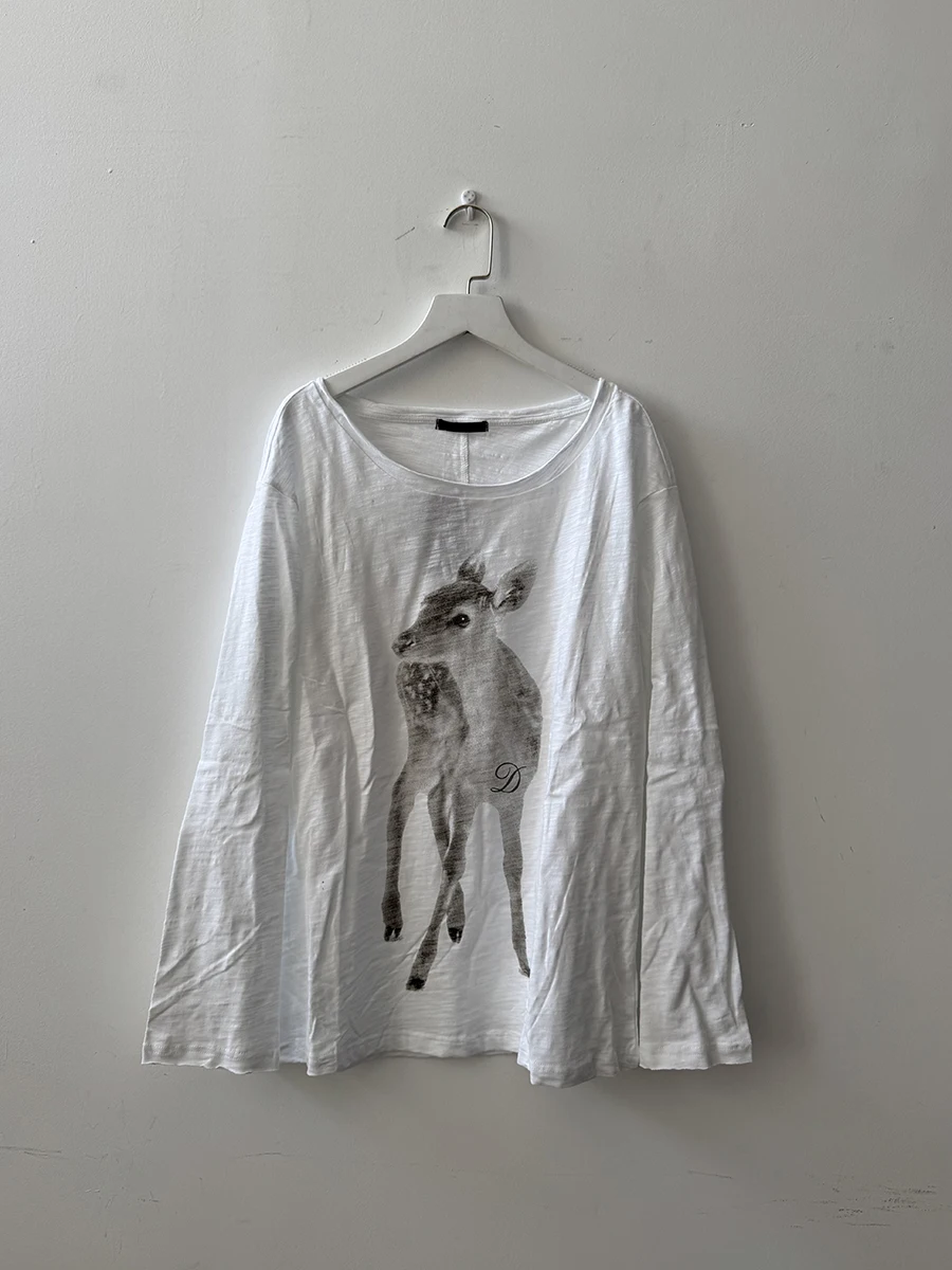 

Little Deer White Thin See Through T-shirt Women Autumn Scoop Neck Long Sleeve T-shirts Preppy Style Loose Pullover Tops Y2k New