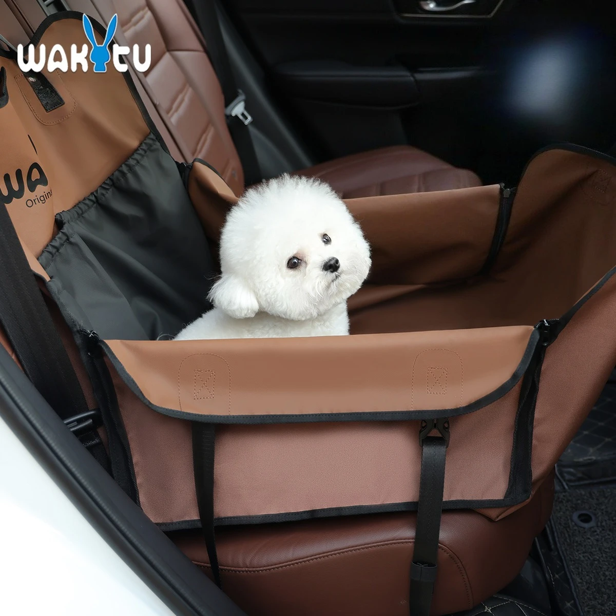 

Wakytu Pet Car Cushion Dog Bed PU Portable Storage Dust Cushion Kennel Outdoor Pet Cat Dog Cooling Bed Car Hanging Mat